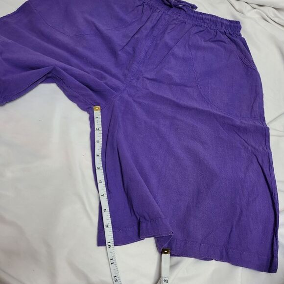 VINTAGE 90s purple baggy pull‎ on drawstring wide leg bermuda shorts M - Picture 11 of 11
